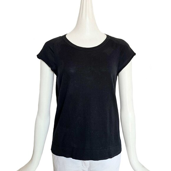 HERMES BLACK CAP SLEEVES SILK BLEND KNIT TEE (40) - Picture 1 of 9